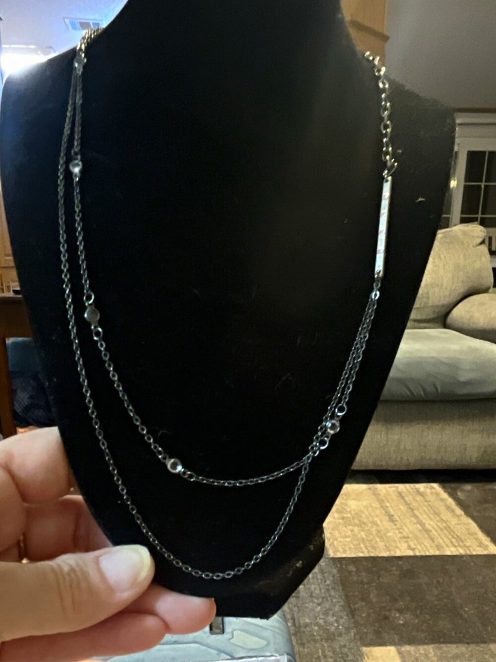 Silver Tone Layered Multi-Strand Cable Chain Metal Fashion Necklace